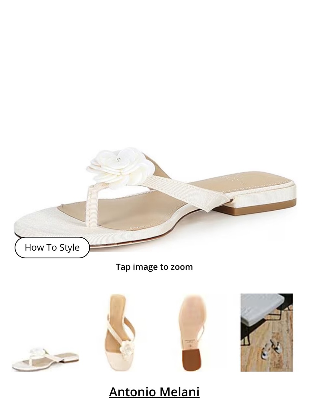 ANTONIO MELANI Ivory Floral T-Strap Slide Sandal
